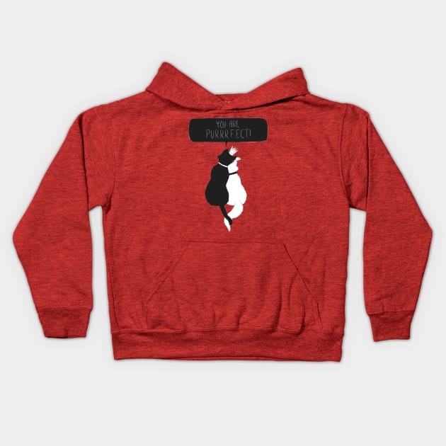 Valentine Cat, you are purrrfecti Kids Hoodie by stark.shop